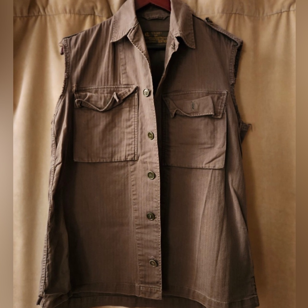 Vintage Dutch Army Sleeveless Button Down